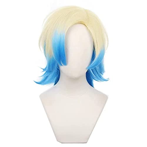 Tongtta Anime BLUE LOCK Michael Kaiser Cosplay Wig Short Blue Yellow Heat Resistant Synthetic Wig Halloween Costume Party Wig for Adult - Michael Kaiser