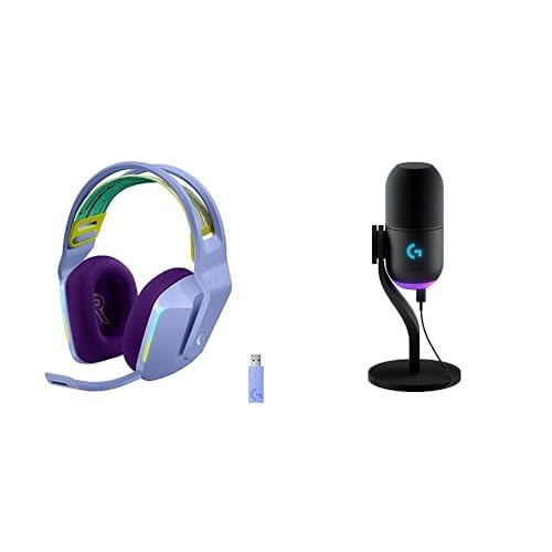 Logitech G733 Lightspeed Wireless Gaming Headset +Yeti GX Dynamic RGB Gaming Microphone with LIGHTSYNC, USB - Lilac - Lilac - Headset + Gaming Mic