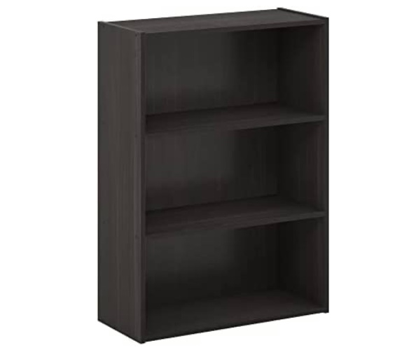 Furinno Pasir 3-Tier Open Shelf Bookcase, Espresso - Brown 3-Tier Shelf