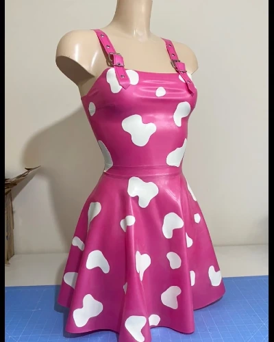 Cow Print Dungaree Dress