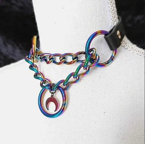 Chunky chain Rainbow anodized Martingale collar