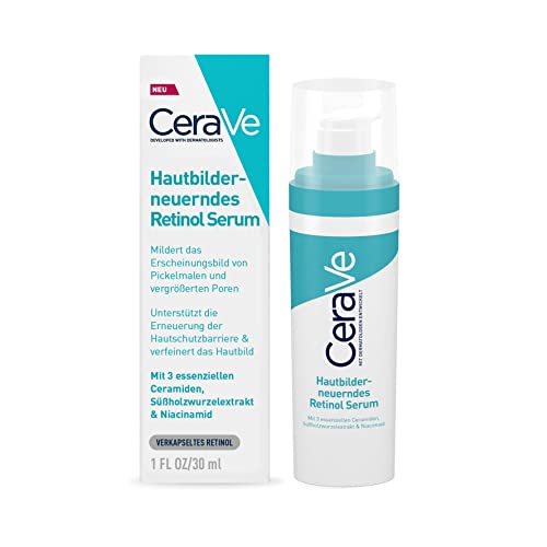 CeraVe Hautbilderneuerndes Retinol Serum, Gesichtsserum Für EbenmäÃŸige Haut Und Aufgehellte Pickelmale, Mit Ceramiden Und Niacinamid, 1 X 30 Ml