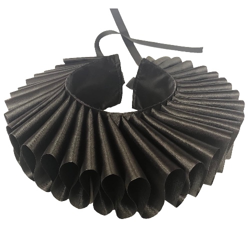 Huralona Renaissance Neck Ruffle Collar Cape Retro Tulle Ruffled Collar Clown Layered Victorian Ruffle Collar - Black Satin