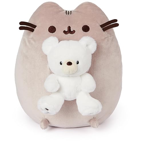 GUND Pusheen with Kai Bear Plush, Stuffed Animal Cat with Teddy Bear for Ages 8 and Up, 9.5”, Gray - Pusheen (Kai Teddy)