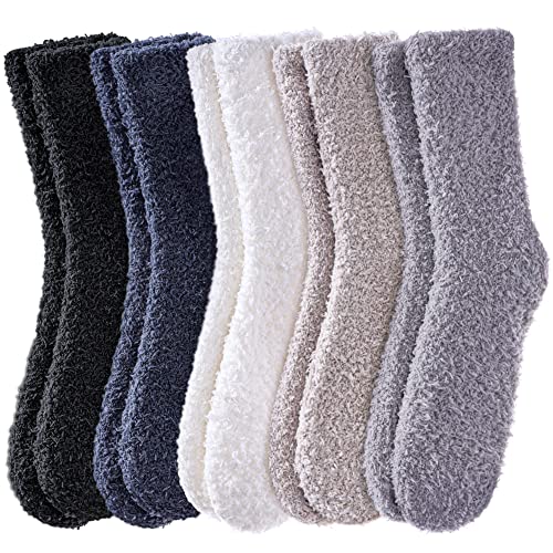 MQELONG Womens Super Soft Fuzzy Cozy Home Sleeping Socks Microfiber Winter Warm Slipper Socks - One Size - 5 Pairs Solid Color F