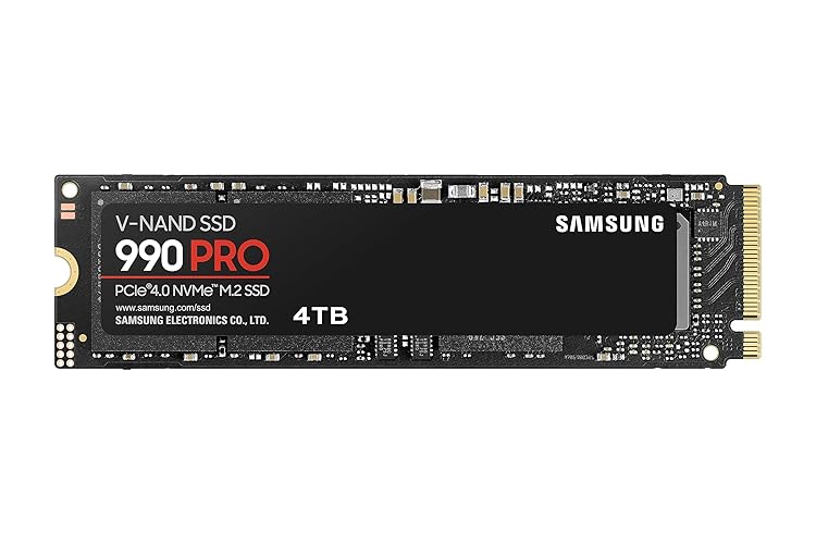 SAMSUNG 990 PRO SSD 4TB PCIe 4.0 M.2 2280 Internal Solid State Hard Drive, Seq. Read Speeds Up to 7,450 MB/s for High End Computing, Gaming, and Heavy Duty Workstations, MZ-V9P4T0B/AM, Black - 990 PRO - 4TB