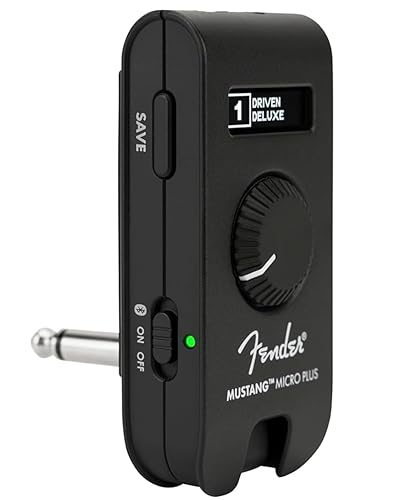 Fender Mustang Micro Plus Headphone Amplifier with Rechargeable Battery, Bluetooth Audio Streaming and 50 Amp and Effects Models, with 2-Year Warranty - Micro Plus