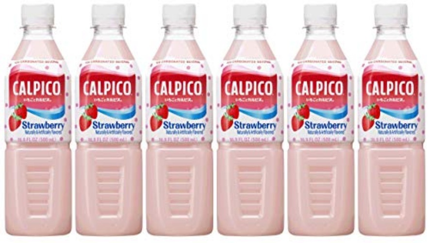 CALPICO Strawberry, Non-Carbonated Drink, Japanese Beverage Contains Strawberry Juice Concentrate, Sweet and Tangy Asian Drink, 16.9 FL oz. (Pack of 6) - Strawberry