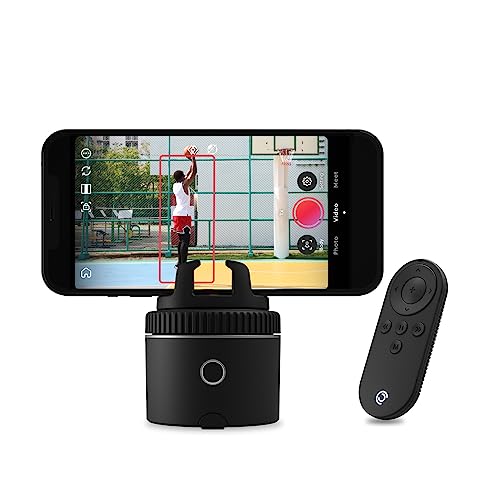 Pivo Pod Auto Face Tracking Phone Holder, 360° Rotation, 6 Speed, Content Creator Essentials for Fitness Tracker, Live Streaming, Vlog with Remote Control - Pod + Remote Control