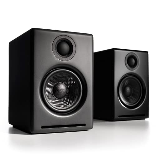 Audioengine A2+ Wireless Bluetooth PC Speakers - 60W Bluetooth Speaker System for Home, Studio, Gaming with aptX Bluetooth (Black, Pair) - Bluetooth - Wireless - Black