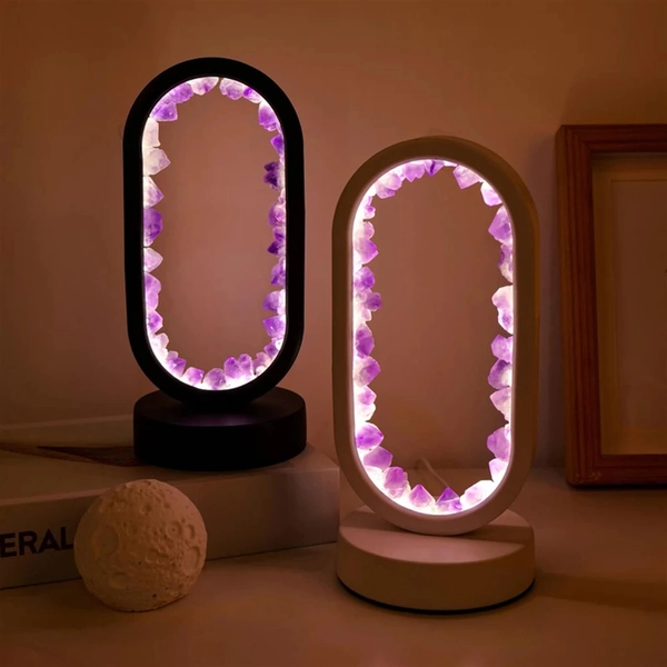 Natural Amethyst/Fluorite bedroom night light Lamp Crystal Lamp Home Decor Energy Crystal Healing Crysta Halloween Gift 1PC