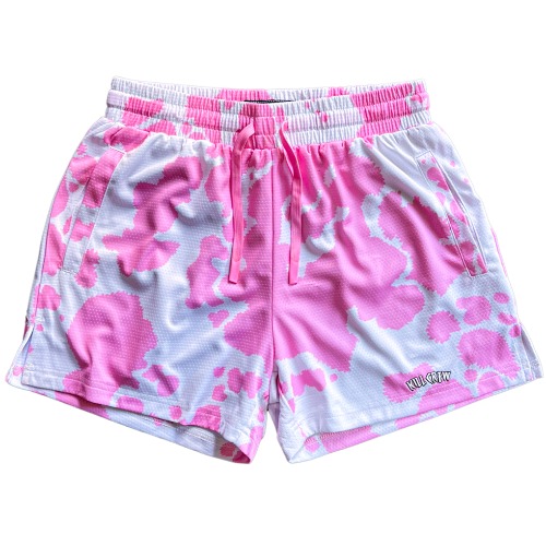 MOO THAI SHORTS (MID THIGH CUT) - PINK COW | S (26-30)