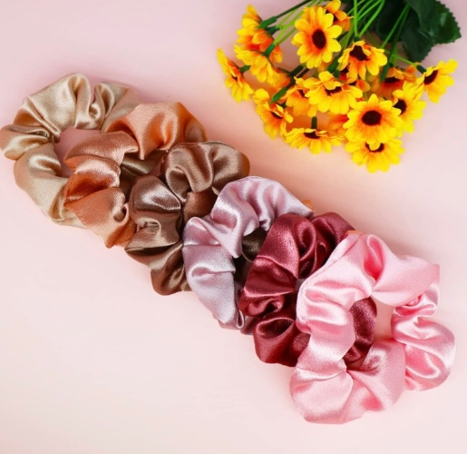 6 Pack Blush Theme Silk Satin Hair Scrunchies for Girls and Ladies?6 Different Pink Colors Soft Elastic HairBands , It's Great Gift for Girls and Ladies.