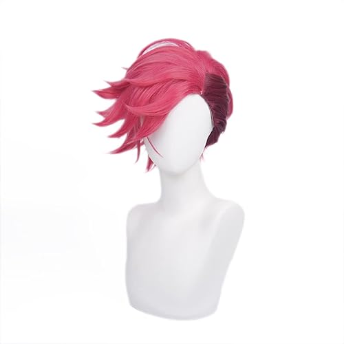 MUZI WIG LOL Cosplay-Perücke Mit Perückenkappe Party Synthetische Hitzebeständige Faser Volle Perücken für League of Legends Rollenspiele (Vi) - Vi