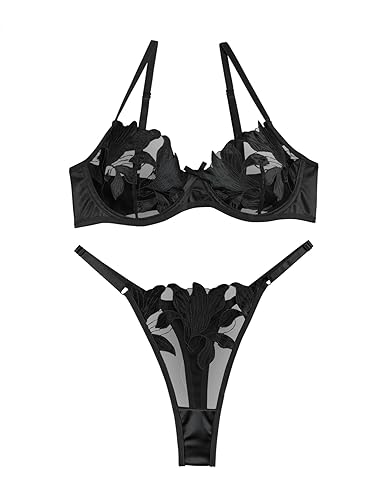  Floral Embroidered Lingerie Set 