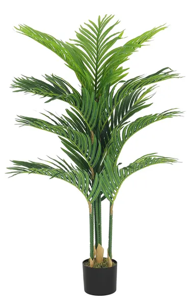 VIAGDO Artificial Areca Palm Tree 4ft Tall Fake Palm Tree Decor with 12 Trunks Faux Tropical Palm Silk Plant Feaux Dypsis Lutescens Plants in Pot for Modern Home Office Floor Corner Decor Indoor