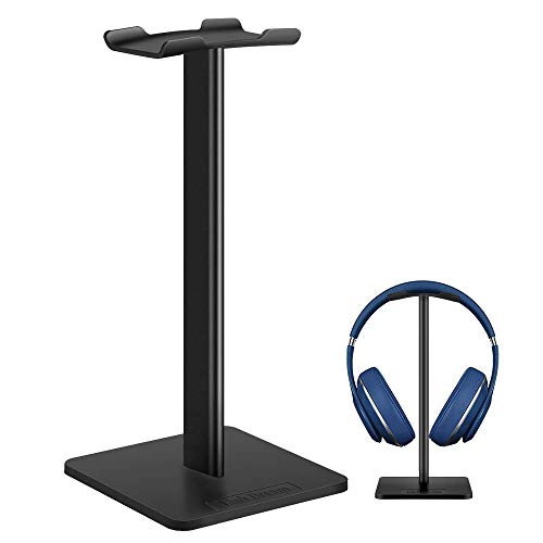 Link Dream Headphone Stand Headset Holder- Gaming Headset Holder with Aluminum Supporting Bar Flexible Headrest Anti-Slip Earphone Stand for All Headphones, Black - Black