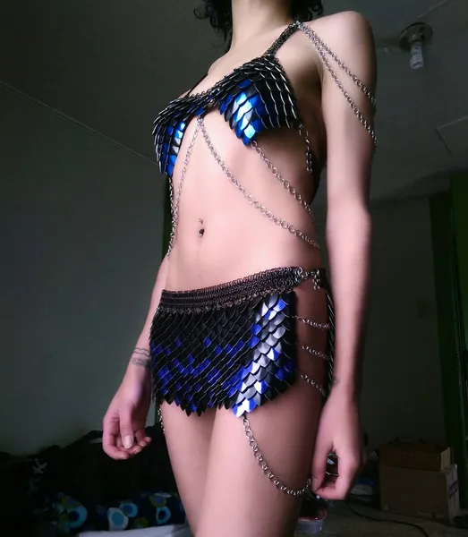 Amphitrite&#39;s Scale Mail Skirt, Sea Ocean Goddess Outfit, Festival Renaissance Jewelry, Valkyrie Viking, Khaleesi Mother of Dragons