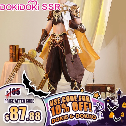 【 Ready For Ship】DokiDoki-SSR Game Genshin Impact Cosplay Male Traveler Sora Costume Kong Aether Costume / Shoes | Costume Only-L