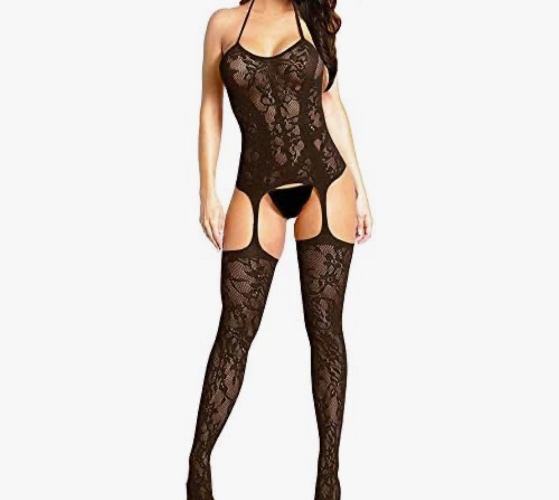 Lace Bodysuit attached Stockings