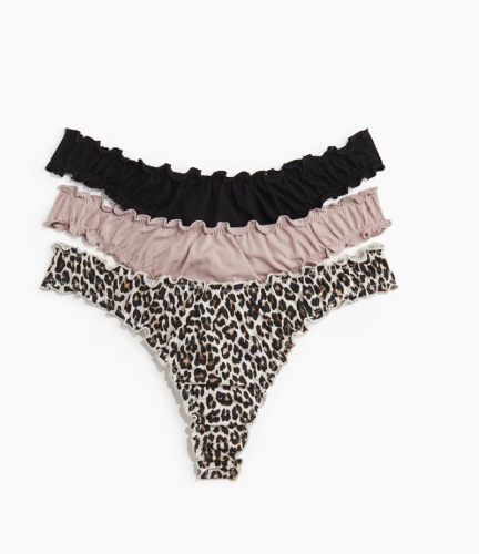 3 Pack Detailed Cotton Thongs
