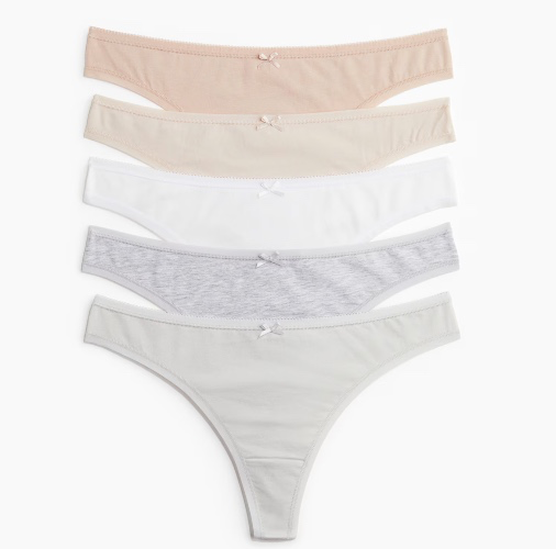 5 Pack Cotton Thongs
