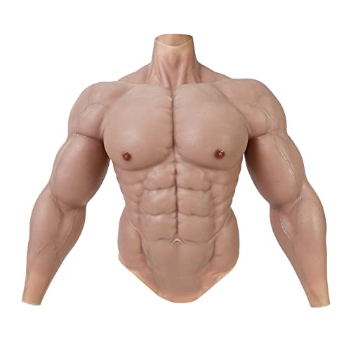 SMITIZEN Silicone Muscle Suit Upgraded Version Male Chest with Arms Realistic Fake Muscle Costume Cosplay Halloween Carnival - Natural