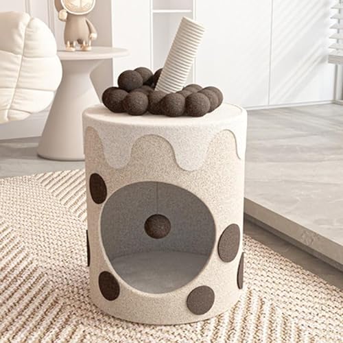 Happy & Polly 26" Boba Tea Medium Cup Cat Tree Tower Tall Multi-Level Stable Condo for Large Cats Multifunctional Cat Furniture Activity Center for Kitten