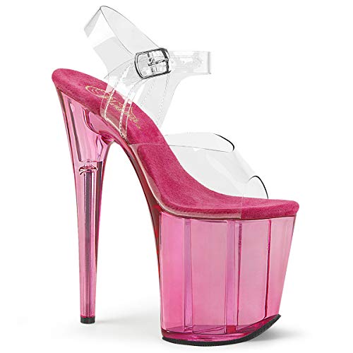 Pleaser Damen Flamingo-808t Offene Sandalen - 38 EU - Transparent Clr Pink Tinted