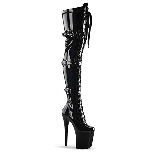 Pleaser Womens FLAMINGO-3028/BPU/M Boots - 39 EU - Blk Str Pat Blk