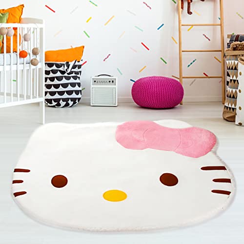 chasuso Cute Area Rug, Kawaii Cartoon Carpet, Bedroom Decorative Round Rug, Soft Plush Throw with Fleece Backing, Bedside Rug for Bedroom or Living Room Decor(H.K. Mouse Pad Gift) - 34"L×28"W