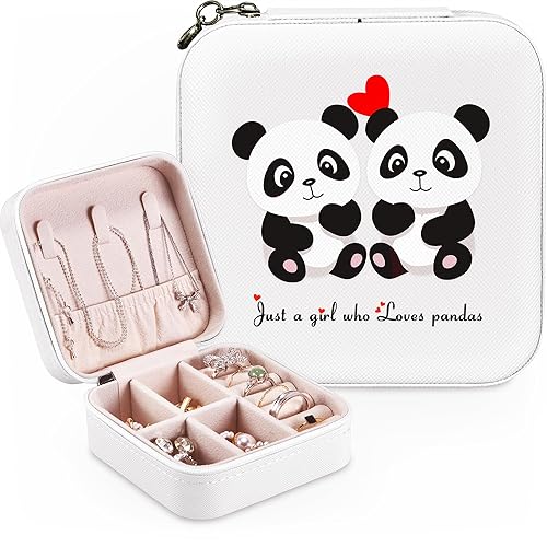 BJDAMAI Panda Jewelry Box, Panda Gifts For Women Teens Girls Age 8-12, Panda Lovers Themed Stuff Items Accessories Things Merchandise Decor Merch, Travel Ring Earrings Necklace Organizer Holder！ - Panda