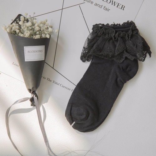 Ruffled Princess Socks - Black