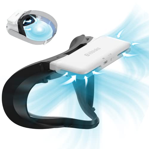 HiBloks Cooling Fan Face Cover for Meta/Oculus Quest 2 Accessories, Soft Lycra Cotton Face Cover, Quest 2 Cooling Fan Active Air Circulation Ventilation to Relieve Lens Fogging (2 Speeds) - Lycra Cotton