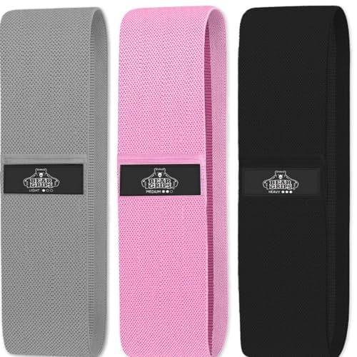 Bear Grips Resistance Bands for Working Out - Home Gym Equipment Exercise Bands - Glutes Workout Equipment Elastic Bands for Exercise Yoga Blocks, Pilates, Hip, Legs, Thigh - Peach
