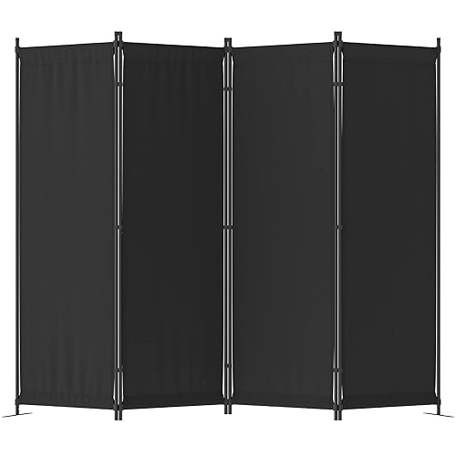 Morngardo Room Divider, Folding Privacy Screens, 4 Panel Room Partitions, 88" Foldable Wall Dividers, Portable Separating for Home Office Bedroom Dorm Decor (Black) - Black