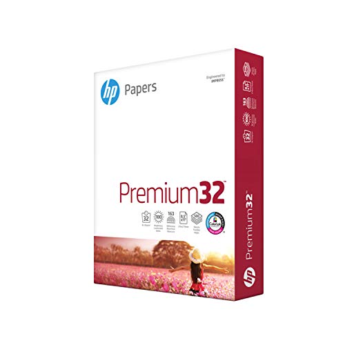 HP Paper Printer | 8.5 x 11 Paper | Premium 32 lb | 1 Ream - 500 Sheets | 100 Bright | Made in USA - FSC Certified | 113100R - 1 Ream | 500 Sheets - Premium32