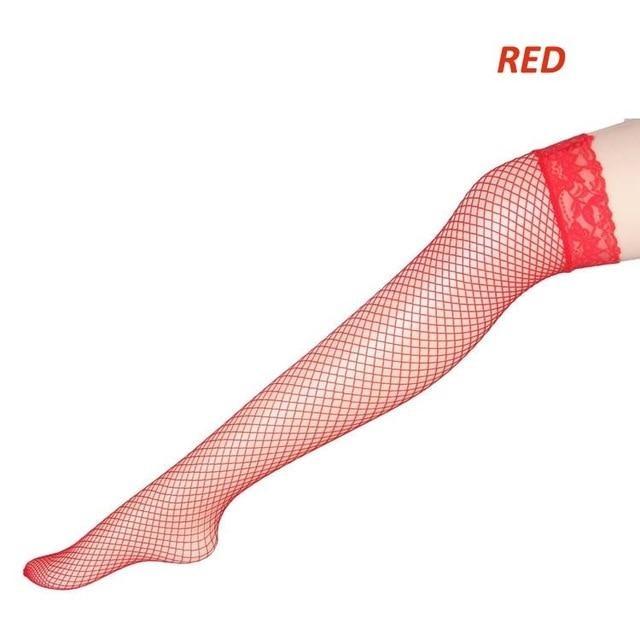Fishnet Lace Stockings (5 Colors) - Red