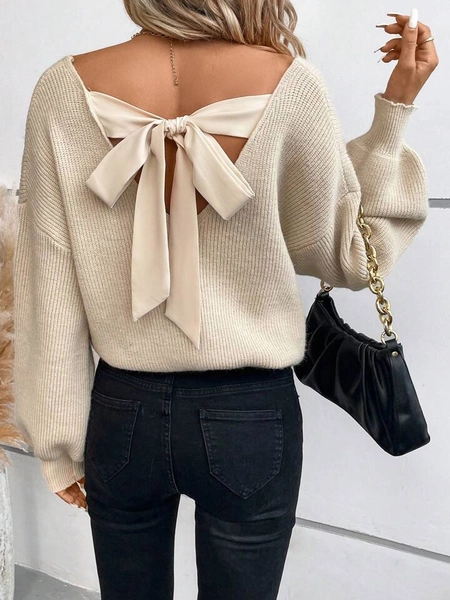 SHEIN Frenchy Tie Back Drop Shoulder Sweater