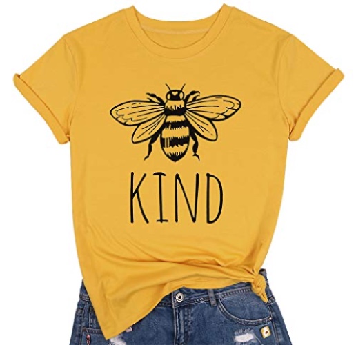 Be Kind Shirts Women Cute Bee Graphic Blessed Shirt Funny Inspirational Teacher Fall Tees Tops - Yellow - XX-Large