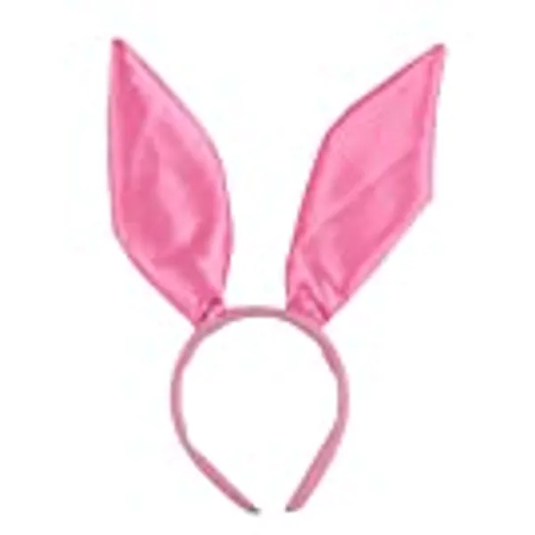 FELIZHOUSE Bunny Ears Headband Satin Rabbit Hair Band for Cosplay Party Costume Accessories (Pink)