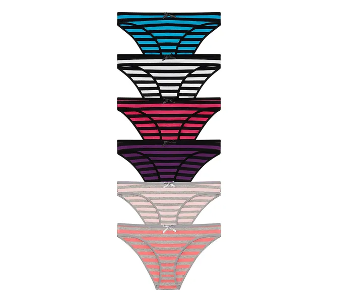Nabtos Cotton women's panties Bikini Underwear Stripes women's panties (Pack of 6)