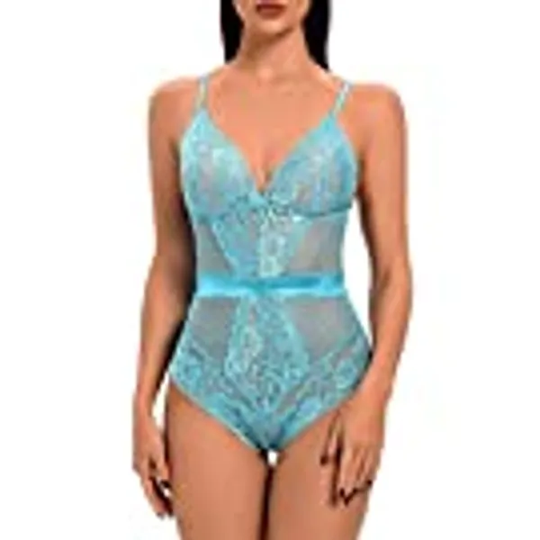 Garmol Women Lingerie One Piece Teddy Fishnet Lace Bodysuit Corset Plus Size Vintage Lingerie Set Classy Romper, S-4XL