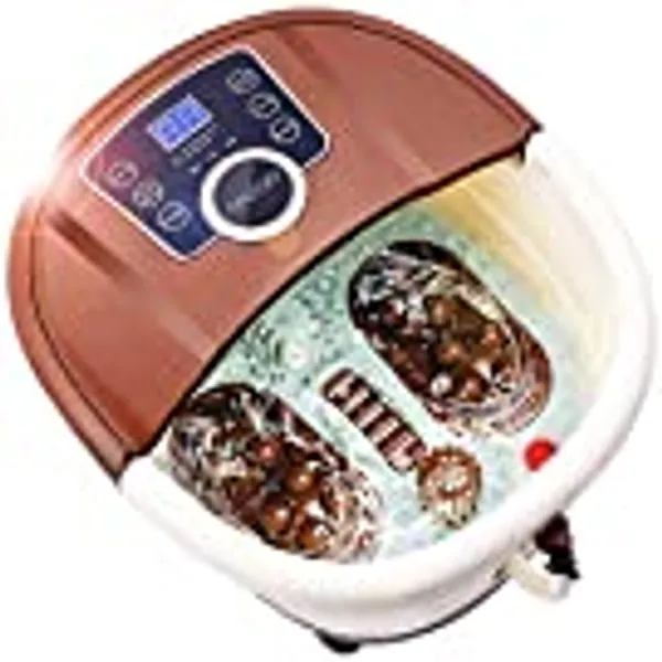 Ovitus Foot Spa Bath Massager with Heat,16 Pedicure Spa Motorized Shiatsu Roller Massage Feet, Frequency Conversion, O2 Bubbles, Adjustable Time & Temperature,LED Display