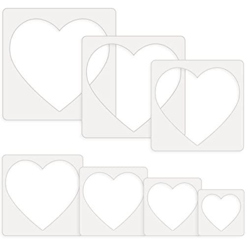 14 Pieces Large Stencil for Painting on Wood Plastic 5 Point Stencil Template Paint Stencils for Fabric Walls Arts Paper Home Decoration (Heart) - Heart