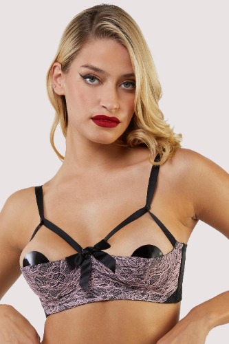 Elsie Pink Lace Quarter Cup Bra | 34C
