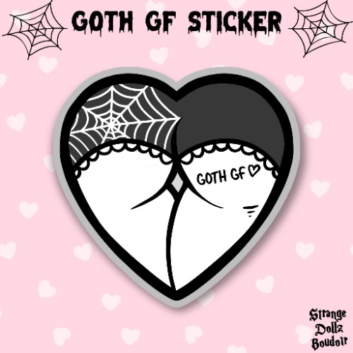 Goth Girlfriend Booty Sticker, Spooky cute sticker, Gothic stationery,  Halloween, Strange Dollz Boudoir