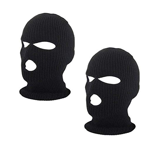 SUNTRADE Sturmhaube mit 3 Löchern, für Winter, Outdoor, Sport, 2 Stück Gr. Einheitsgröße - Einheitsgröße - Schwarz