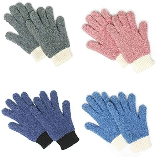 MIG4U 4 Pairs Microfiber Gloves - Dusting Gloves for House Cleaning - Washable Blind Cleaner Duster Tool (Blue/Pink/Gray/Navy,S/M) - S/M-4 Pairs - Blue/Gray/Navy/Pink