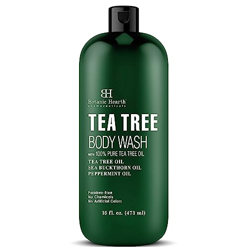 Botanic Hearth Tea Tree Body Wash, Helps with Nails, Athletes Foot, Ringworms, Jock Itch, Acne, Eczema & Odor, Soothes Itching Promotes Healthy Skin and Feet, Naturally Scented, 16 fl oz - 16 Fl Oz (Pack of 1)
